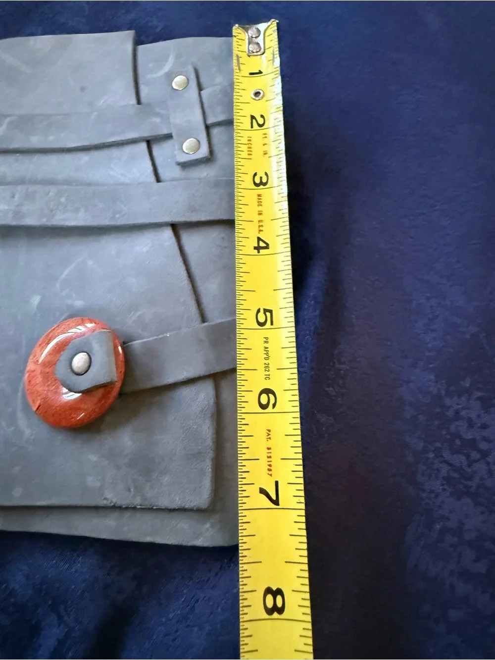 Portland Leather Goods Travel Journal - Gray Leather with Stone Clasp